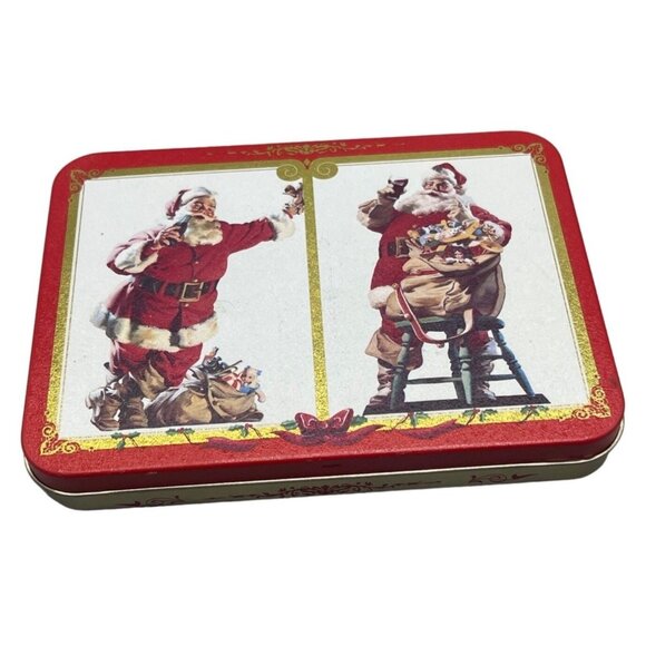 vintage tin Christmas Santa coca cola no stalgia playing cards not a full deck R - Picture 1 of 4